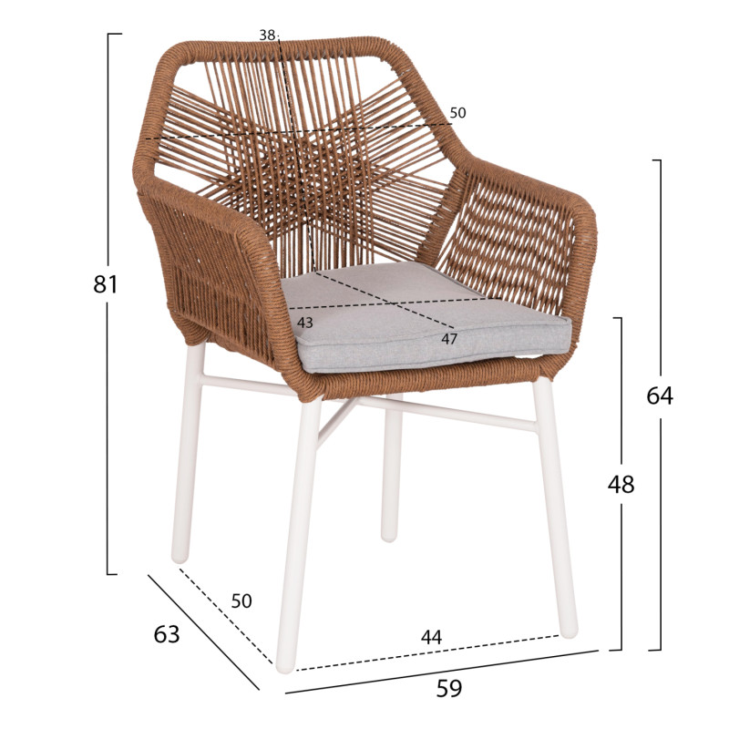 ΣΕΤ ΤΡΑΠΕΖΑΡΙΑΣ ΕΞ.ΧΩΡΟΥ 7ΤΜΧ KRUM HM21132 ΛΕΥΚΟ ΑΛΟΥΜΙΝΙΟ--P.E.TWISTED RATTAN