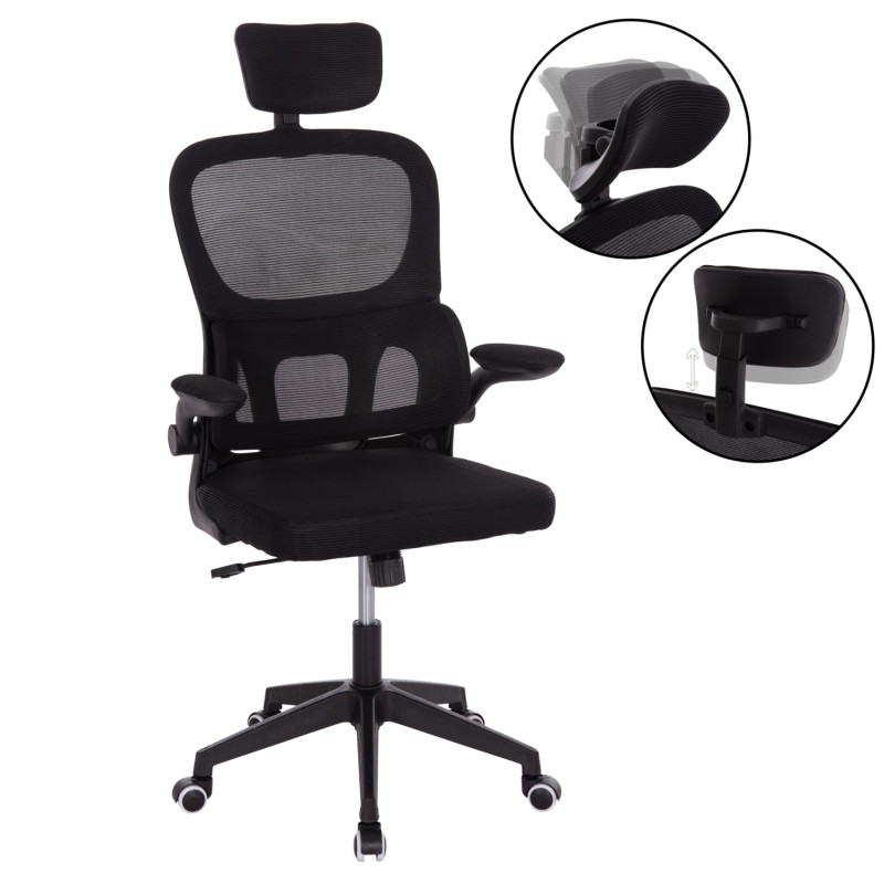 ΚΑΡΕΚΛΑ ΓΡΑΦΕΙΟΥ BASTON HM18236.01 ΜΑΥΡΟ MESH & PP ΣΚΕΛΕΤΟΣ 64x60x117-127Υεκ.