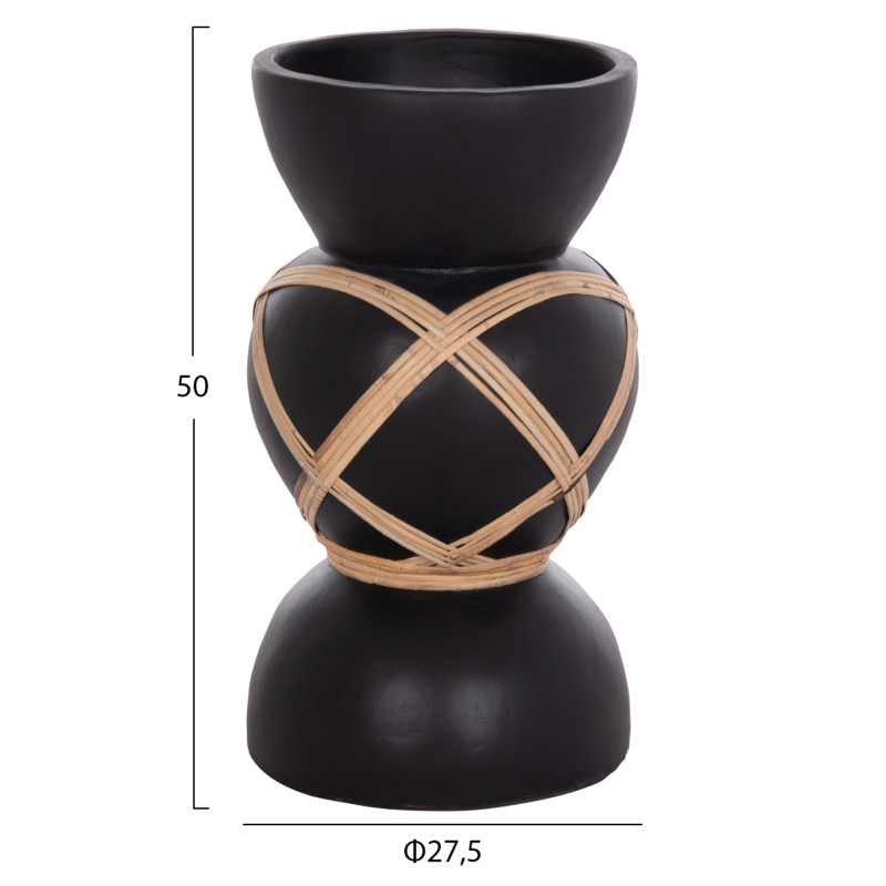 ΔΙΑΚΟΣΜΗΤΙΚΟ ΒΑΖΟ ΔΑΠΕΔΟΥ MAYNARD HM4672.01S TERRACOTTA ΜΑΥΡΟ-RATTAN Φ27.5x50Υ