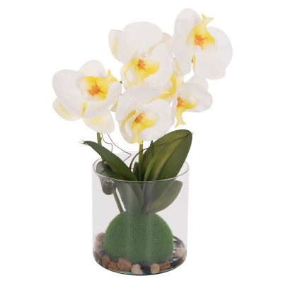 ΔΙΑΚΟΣΜΗΤΙΚΟ ΣΥΝΘΕΤΙΚΟ ΦΥΤΟ HM4738 ΛΟΥΛΟΥΔΙ PHALAENOPSIS ΣΕ ΓΥΑΛΙΝΟ ΒΑΖΟ 12x24x30Υεκ