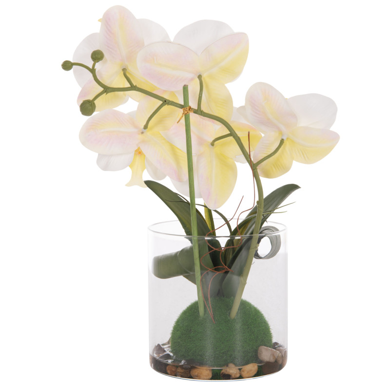 ΔΙΑΚΟΣΜΗΤΙΚΟ ΣΥΝΘΕΤΙΚΟ ΦΥΤΟ HM4738 ΛΟΥΛΟΥΔΙ PHALAENOPSIS ΣΕ ΓΥΑΛΙΝΟ ΒΑΖΟ 12x24x30Υεκ