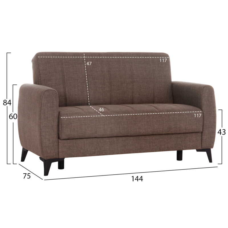 ΚΑΝΑΠΕΣ ΚΡΕΒΑΤΙ ΜΕ ΑΠΟΘ.ΧΩΡΟ ΔΙΘΕΣΙΟΣ NIKKO HM3293.02 ΚΑΦΕ ΥΦΑΣΜΑ 144x75x84Υεκ. ΚΑΝΑΠΕΣ ΚΡΕΒΑΤΙ ΜΕ ΑΠΟΘ.ΧΩΡΟ ΔΙΘΕΣΙΟΣ NIKKO HM3293.02 ΚΑΦΕ ΥΦΑΣΜΑ 144x75x84Υεκ.