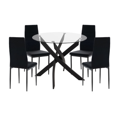 ΣΕΤ ΤΡΑΠΕΖΑΡΙΑΣ 5ΤΜΧ LADY HM21199.04 ΓΥΑΛΙ--ΜΕΤΑΛΛΟ & ΒΕΛΟΥΔΟ ΣΕ ΜΑΥΡΟ