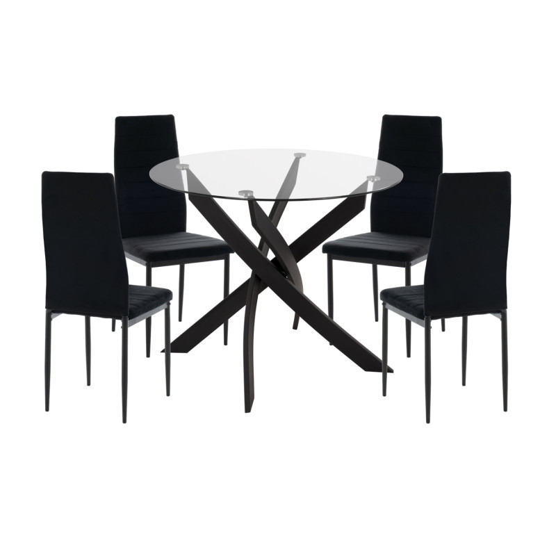 ΣΕΤ ΤΡΑΠΕΖΑΡΙΑΣ 5ΤΜΧ LADY HM21199.04 ΓΥΑΛΙ--ΜΕΤΑΛΛΟ & ΒΕΛΟΥΔΟ ΣΕ ΜΑΥΡΟ