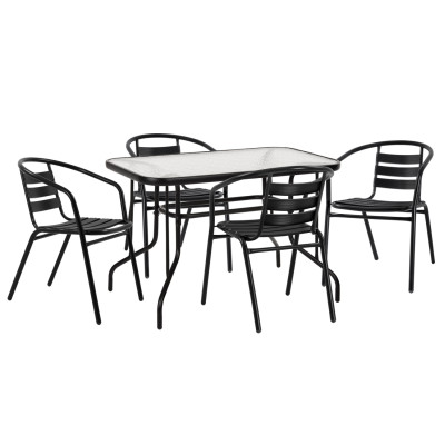ΣΕΤ ΤΡΑΠΕΖΑΡΙΑΣ 5ΤΜΧ ADAM HM21220.03 ΚΑΡΕΚΛΕΣ ΜΕΤΑΛΛΙΚΕΣ & ΤΡΑΠΕΖΙ 110x60 ΜΑΥΡΟ