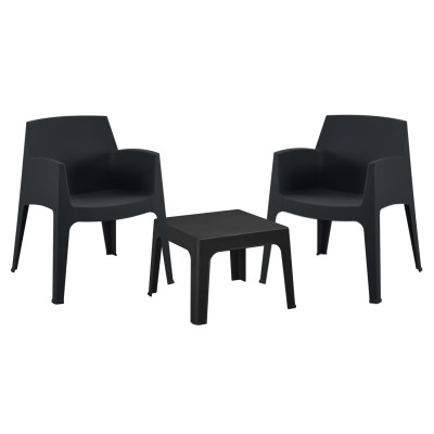 ΣΕΤ 3ΤΜΧ ΠΟΛΥΠΡΟΠΥΛΕΝΙΟΥ SLEEK HM21267.02 ΤΡΑΠΕΖΑΚΙ & 2 ΠΟΛΥΘΡΟΝΕΣ-ΜΑΥΡΟ