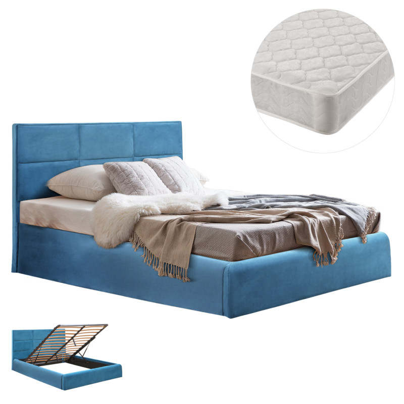 ΚΡΕΒΑΤΙ ΔΙΠΛΟ & ΣΤΡΩΜΑ BRILEY HM21272.04 ΠΕΤΡΟΛ ΒΕΛΟΥΔΟ ΜΕ ΑΠΟΘ.ΧΩΡΟ--ΓΙΑ 160x200εκ