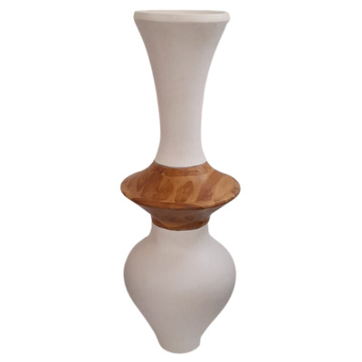 ΔΙΑΚΟΣΜΗΤΙΚΟ ΒΑΖΟ ΔΑΠΕΔΟΥ NEBULA HM4660.02S FIBER CEMENT ΛΕΥΚΟ--ΞΥΛΟ ΤΕΑΚ Φ45x115Υεκ