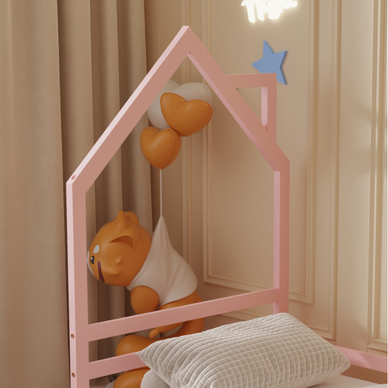 ΚΡΕΒΑΤΙ ΠΑΙΔΙΚΟ ΜΕ ΣΤΡΩΜΑ HOUSER HM21301.02 ΞΥΛΟ ΠΕΥΚΟΥ ΣΕ ΡΟΖ--ΣΤΡΩΜΑ 90x190εκ