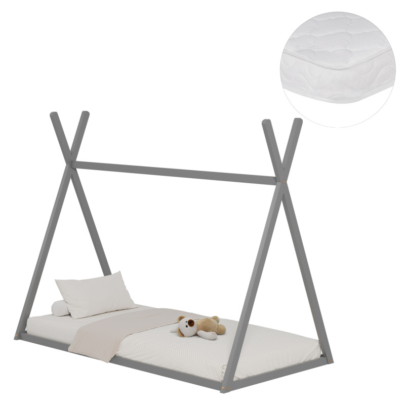 ΚΡΕΒΑΤΙ ΠΑΙΔΙΚΟ ΜΕ ΣΤΡΩΜΑ MUNK HM21306.02 ΞΥΛΟ ΠΕΥΚΟΥ ΣΕ ΓΚΡΙ--ΣΤΡΩΜΑ 90x190εκ