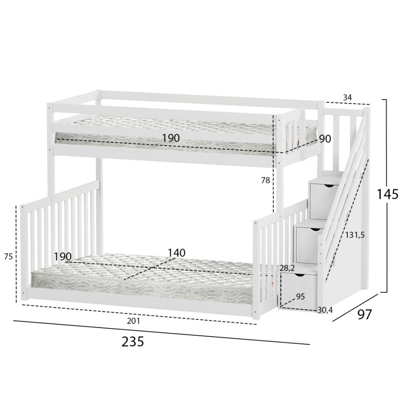 ΚΟΥΚΕΤΑ ΠΑΙΔΙΚΗ BEAMER HM21320 ΞΥΛΟ ΠΕΥΚΟΥ ΛΕΥΚΟ--ΓΙΑ ΣΤΡΩΜΑΤΑ 90 & 140x190εκ