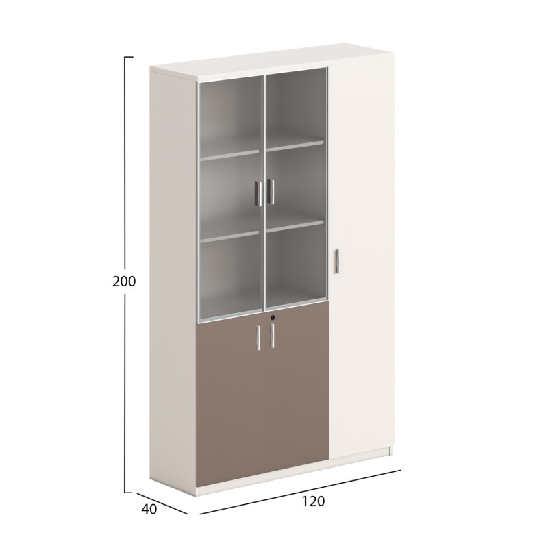 ΒΙΒΛΙΟΘΗΚΗ/ΝΤΟΥΛΑΠΙ NEWLINE HM18280 ΜΕΛΑΜΙΝΗ ΕΚΡΟΥ-ΑΝΟΙΧΤΟ ΚΑΦΕ--ΓΥΑΛΙ 120x40x200Υεκ