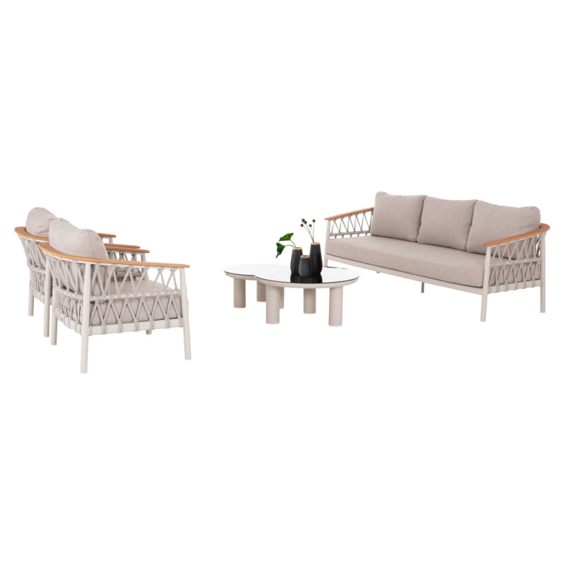 ΣΕΤ ΣΑΛΟΝΙ 5ΤΜΧ STREAM HM6426.02 ΚΡΕΜ ΑΛΟΥΜΙΝΙΟ--ΜΠΕΖ ΣΧΟΙΝΙ & OLEFIN