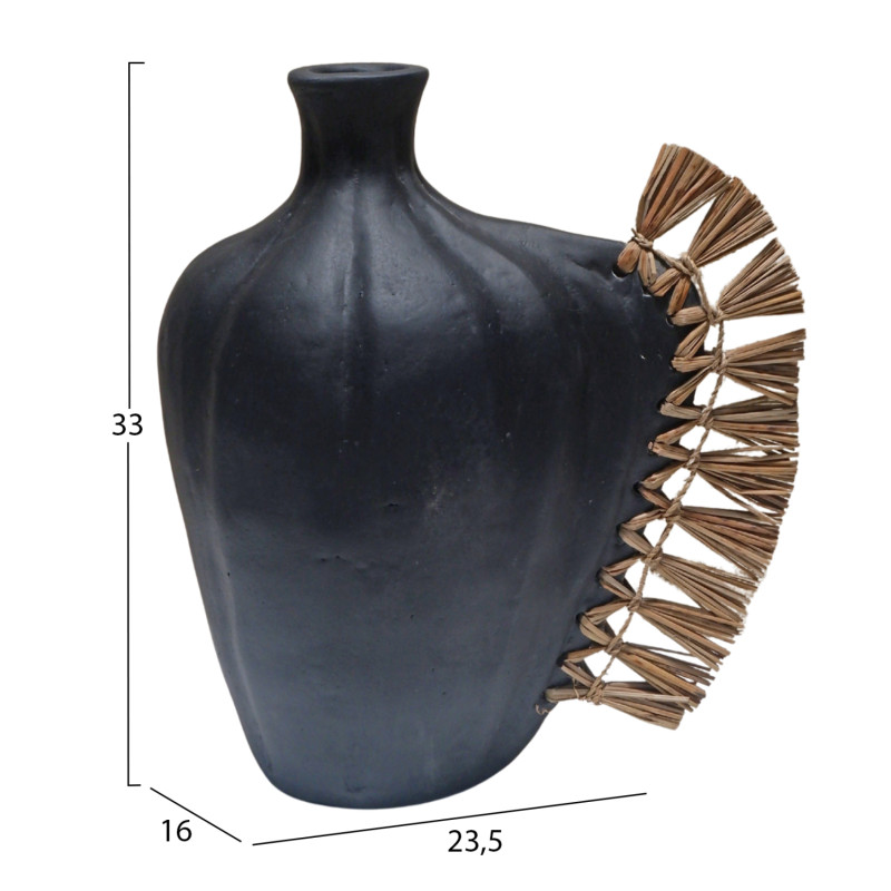 ΕΠΙΤΡΑΠΕΖΙΟ ΔΙΑΚΟΣΜΗΤΙΚΟ JEBB HM4689.01 ΜΑΥΡΗ ΤΕΡΑΚΟΤΑ & GRASS--32x15x33Υεκ.