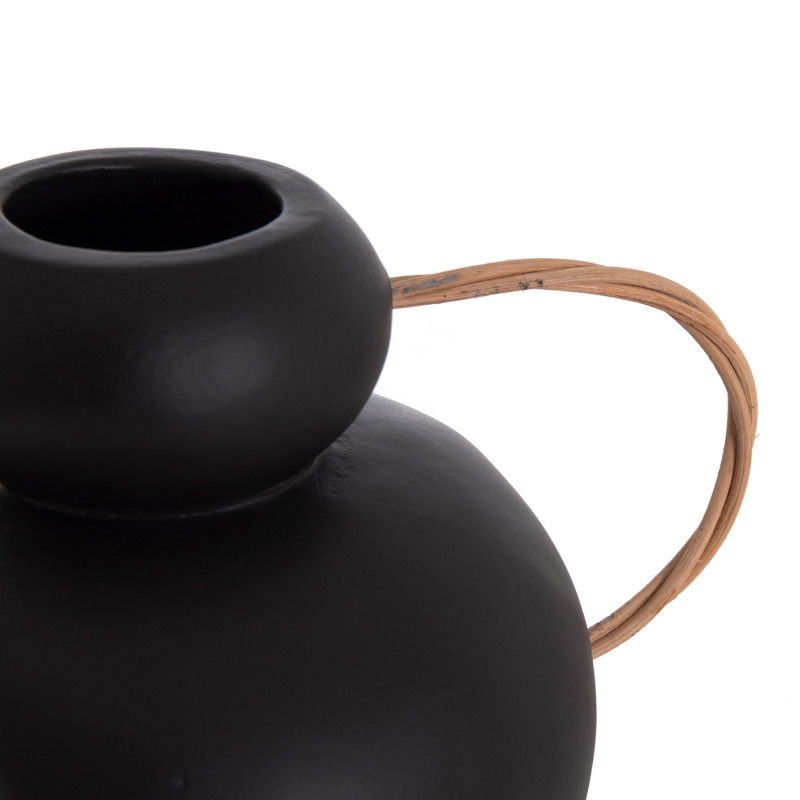 ΔΙΑΚΟΣΜΗΤΙΚΟ ΒΑΖΟ MIBO HM4688.01S ΤΕΡΑΚΟΤΑ ΜΑΥΡH--ΧΕΡΟΥΛΙΑ ΦΥΣΙΚΟ RATTAN 27x15x20Υεκ