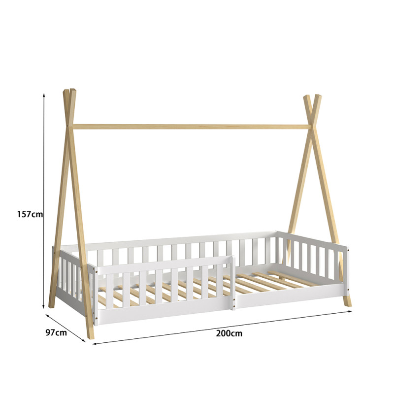 ΚΡΕΒΑΤΙ ΠΑΙΔΙΚΟ ΜΕ ΚΑΓΚΕΛΑ MUNK HM739.03 τ.MONTESSORI ΠΕΥΚΟ ΦΥΣΙΚΟ-ΛΕΥΚΟ--190x90εκ