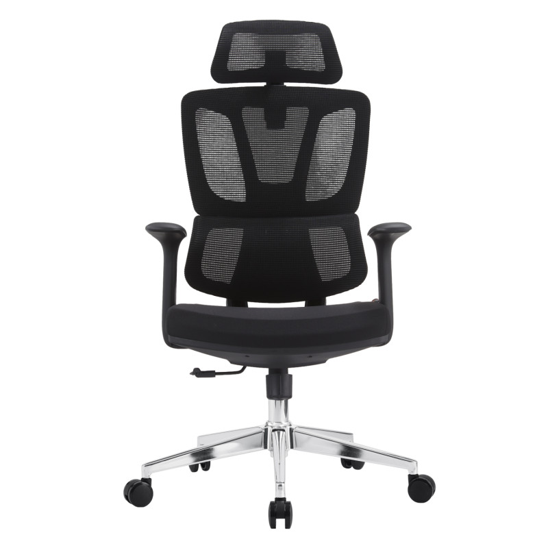 ΚΑΡΕΚΛΑ ΓΡΑΦΕΙΟΥ TASKMASTER HM1216.01 ΜΑΥΡO MESH-ΒΑΣΗ ΧΡΩΜΙΟΥ 69x65x125Υεκ