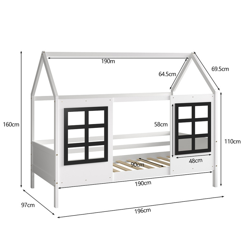 ΠΑΙΔΙΚΟ ΚΡΕΒΑΤΙ τ.MONTESSORI DOMER HM742.01 ΞΥΛΟ ΠΕΥΚΟΥ ΛΕΥΚΟ--ΓΙΑ 90x190εκ