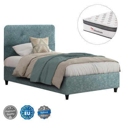 ΚΡΕΒΑΤΙ ΗΜΙΔΙΠΛΟ DOLORES ΜΕ ΣΤΡΩΜΑ HM10746.04 LIGHT GREEN ΥΦΑΣΜΑ τ.NUBUCK--ΓΙΑ 120x200εκ