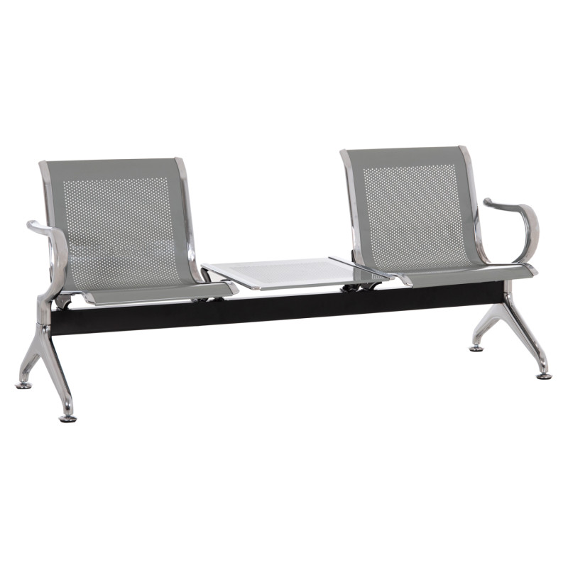 ΚΑΘΙΣΜΑ ΑΝΑΜΟΝΗΣ Τ.ΑΕΡΟΔΡΟΜΙΟΥ 2ΘΕΣΙΟ+ΤΡΑΠΕΖΙ AVIATOR HM18402 ΜΕΤΑΛΛΟ MESH ΓΚΡΙ 170x55x76Υεκ
