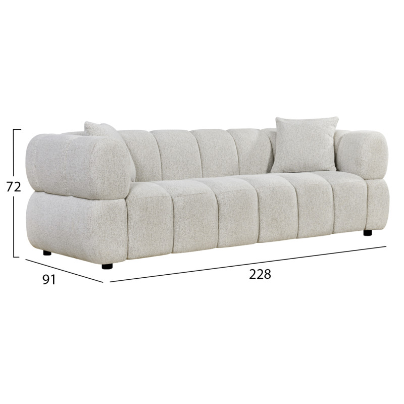 ΚΑΝΑΠΕΣ 3-ΘΕΣΙΟΣ NORIKA HM3331.02 ΕΚΡΟΥ ΥΦΑΣΜΑ 228x91x72Υεκ.