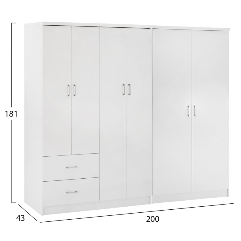 ΝΤΟΥΛΑΠΑ 6ΦΥΛΛΗ BLAKELY HM21235.05 ΜΕΛΑΜΙΝΗ ΧΡΩΜΑ ΛΕΥΚΟ 201x43x181Υεκ