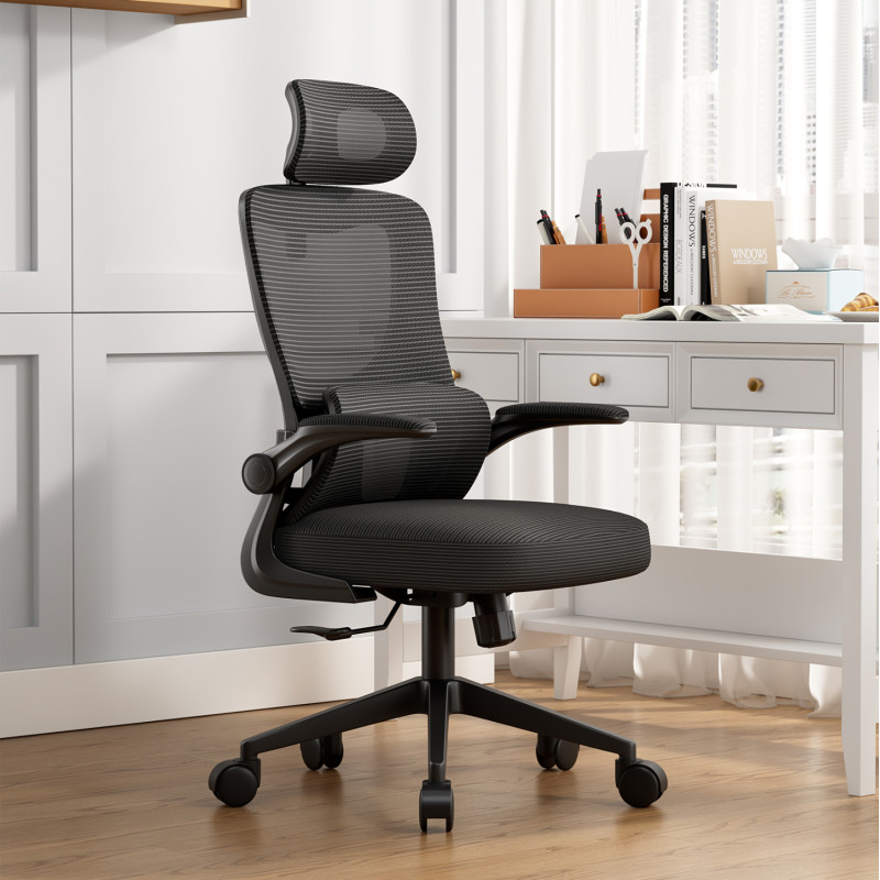 ΚΑΡΕΚΛΑ ΓΡΑΦΕΙΟΥ KESI HM1222.01 ΜΑΥΡO MESH & PP 52x50x122Υεκ.