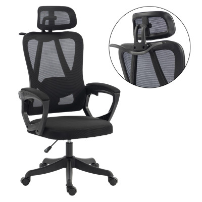 ΚΑΡΕΚΛΑ ΓΡΑΦΕΙΟΥ FRANTIC HM1224.01 ΜΑΥΡO MESH & ΠΟΛΥΠΡΟΠΥΛΕΝΙΟ 60x60x134Υεκ