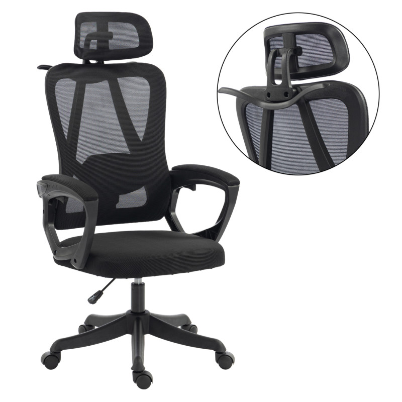 ΚΑΡΕΚΛΑ ΓΡΑΦΕΙΟΥ FRANTIC HM1224.01 ΜΑΥΡO MESH & ΠΟΛΥΠΡΟΠΥΛΕΝΙΟ 60x60x134Υεκ