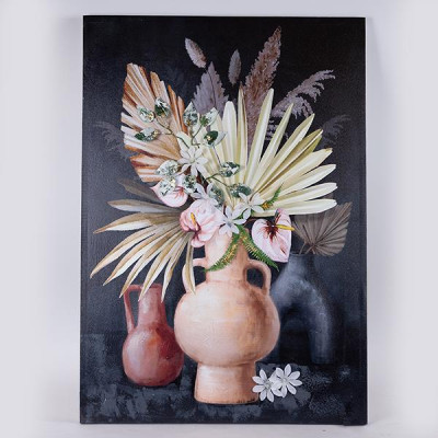 ΠΙΝΑΚΑΣ ΚΑΜΒΑΣ ΒΑΖΟ ΜΕ ΛΟΥΛΟΥΔΙΑ ΠΟΛΥΧΡΩΜΟΣ - ΜΑΥΡΟΣ 70x3x100cm|755-12204 ΠΙΝΑΚΑΣ ΚΑΜΒΑΣ ΒΑΖΟ ΜΕ ΛΟΥΛΟΥΔΙΑ ΠΟΛΥΧΡΩΜΟΣ - ΜΑΥΡΟΣ 70x3x100cm|755-12204