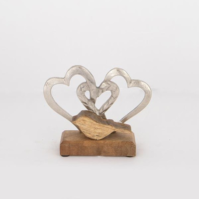 ΔΙΑΚΟΣΜΗΤΙΚΟ ΚΑΡΔΙΕΣ & ΞΥΛΙΝΟ ΠΟΥΛΙ ΞΥΛΟ-ΜΕΤΑΛΛΟ ΑΣΗΜΙ- ΦΥΣΙΚΟ 18x5x14cm|752-28563