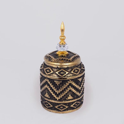 ΒΑΖΟ ΜΕ ΚΑΠΑΚΙ ΚΕΡΑΜΙΚΟ ΜΑΥΡΟ -  ΧΡΥΣΟ 15x15x28.3cm|752-20357