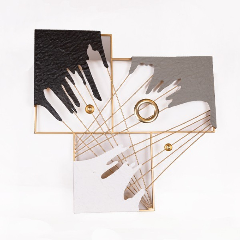 ΔΙΑΚΟΣΜΗΤΙΚΟ ΤΟΙΧΟΥ ΜΕΤΑΛΛΙΚΟ ΓΚΡΙ - ΛΕΥΚΟ - ΜΑΥΡΟ - ΧΡΥΣΟ 69x7x69cm|812-30008