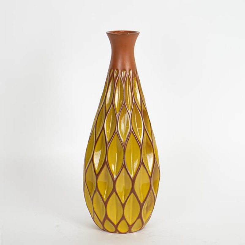 ΒΑΖΟ ΚΕΡΑΜΙΚΟ ΤΕΡΑΚΟΤΑ - ΚΙΤΡΙΝΟ 14.5x14.5x37cm|752-20225