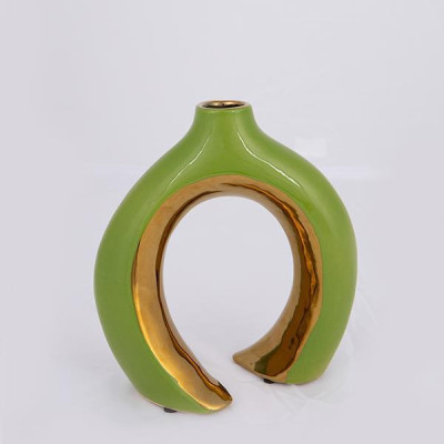 ΒΑΖΟ ΚΕΡΑΜΙΚΟ ΠΡΑΣΙΝΟ - ΧΡΥΣΟ 16.5x7.2x18.5cm|752-20178