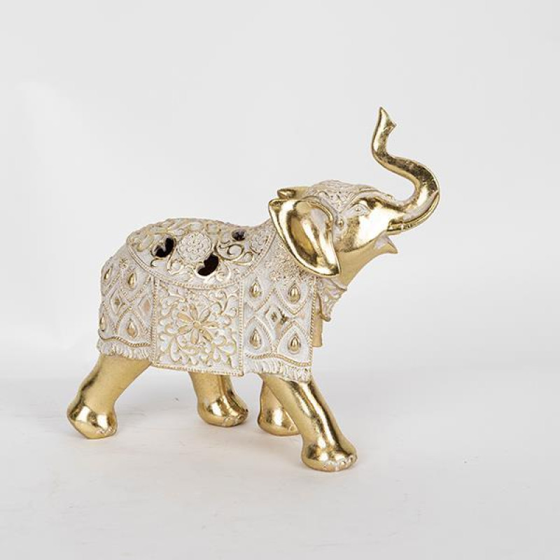 ΕΛΕΦΑΝΤΑΣ ΠΟΛΥΡΕΖΙΝ ΛΕΥΚΟΣ - ΧΡΥΣΟΣ 23x21x8.5cm|752-11616