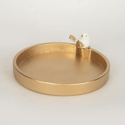 ΠΙΑΤΕΛΑ ΞΥΛΙΝΗ ΛΕΥΚΗ - ΧΡΥΣΗ  22.4x21.3x6.7cm|752-15017