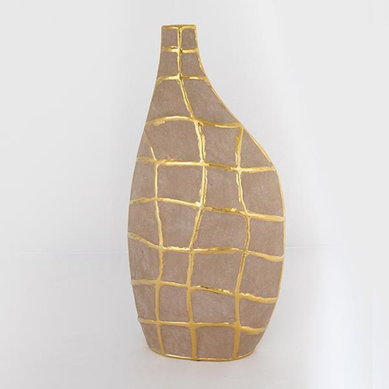 ΒΑΖΟ ΚΕΡΑΜΙΚΟ ΚΑΦΕ - ΧΡΥΣΟ 21.5x11.5x45cm|752-20132