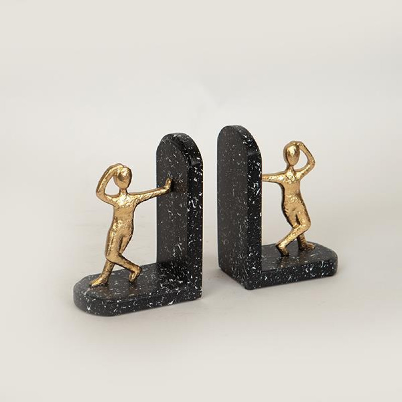 S/2 ΒΙΒΛΙΟΣΤΑΤΗΣ ΠΟΛΥΡΕΣΙΝ ΜΑΥΡΟΣ - ΧΡΥΣΟΣ 21.7x6.5x14.7cm|752-19014 S/2 ΒΙΒΛΙΟΣΤΑΤΗΣ ΠΟΛΥΡΕΣΙΝ ΜΑΥΡΟΣ - ΧΡΥΣΟΣ 21.7x6.5x14.7cm|752-19014