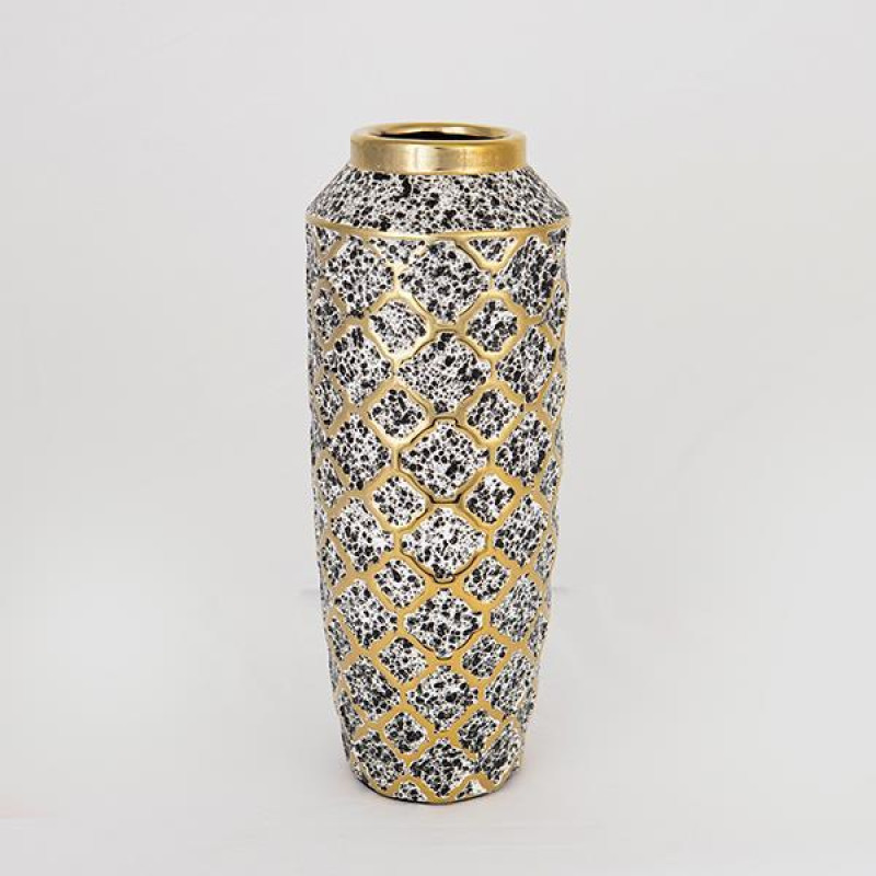 ΒΑΖΟ ΚΕΡΑΜΙΚΟ ΧΡΥΣΟ - ΛΕΥΚΟ - ΜΑΥΡΟ 12.5x12.5x31cm|752-20050
