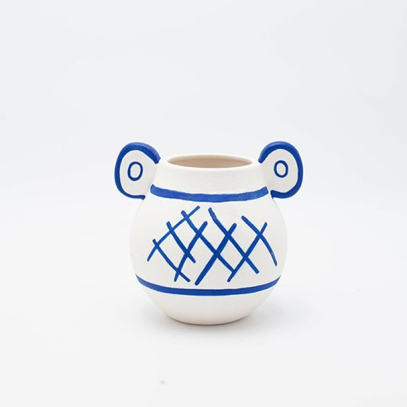 ΒΑΖΟ ΠΟΡΣΕΛΑΝΗ ΛΕΥΚΟ - ΜΠΛΕ 15.9x13.5x15.3cm|819-00224