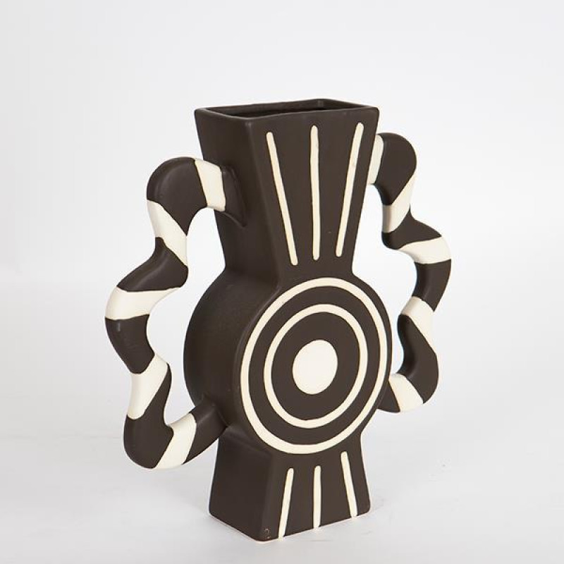 ΒΑΖΟ ΚΕΡΑΜΙΚΟ ΜΑΥΡΟ - ΜΠΕΖ ΜΕ ΧΕΡΟΥΛΙΑ 37x8x35.5cm|752-20208