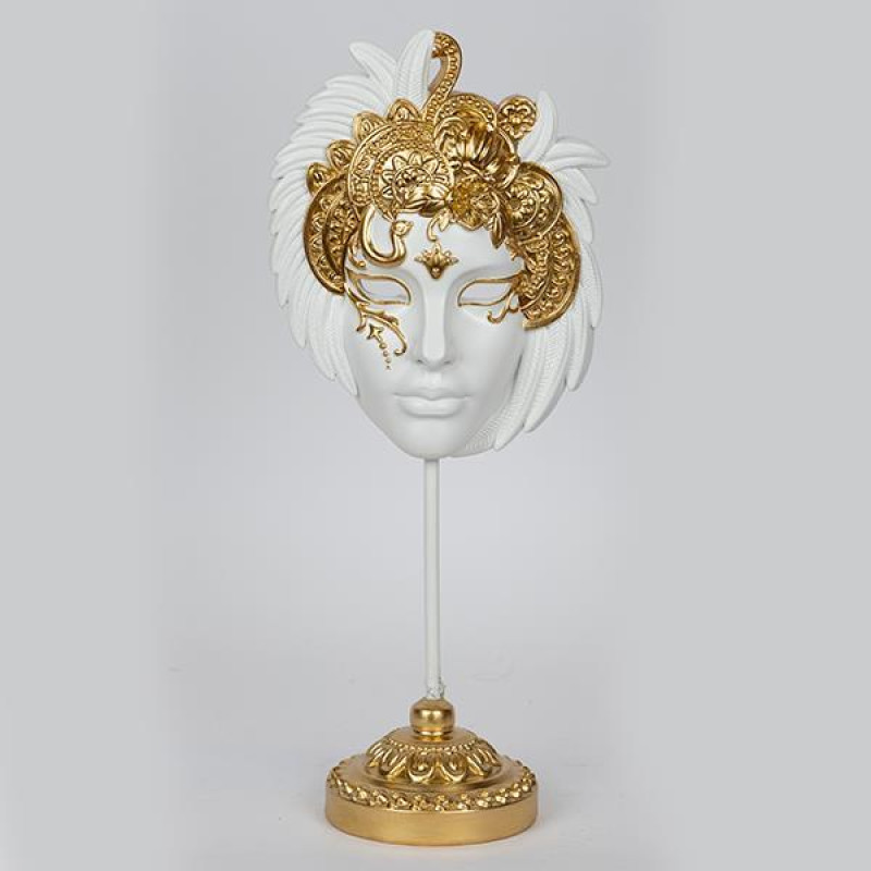 ΔΙΑΚΟΣΜΗΤΙΚΟ ΜΑΣΚΑ ΠΟΛΥΡΕΣΙΝ ΑΣΠΡΟ-ΧΡΥΣΟ 15.2x9.8x22.8cm|752-27173