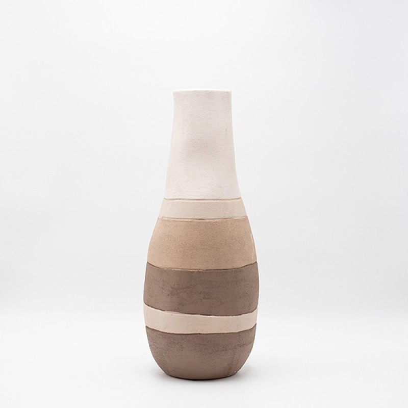 ΒΑΖΟ ΚΕΡΑΜΙΚΟ ΕΚΡΟΥ-ΜΠΕΖ-ΚΑΦΕ 18x18x44.5cm|819-00292