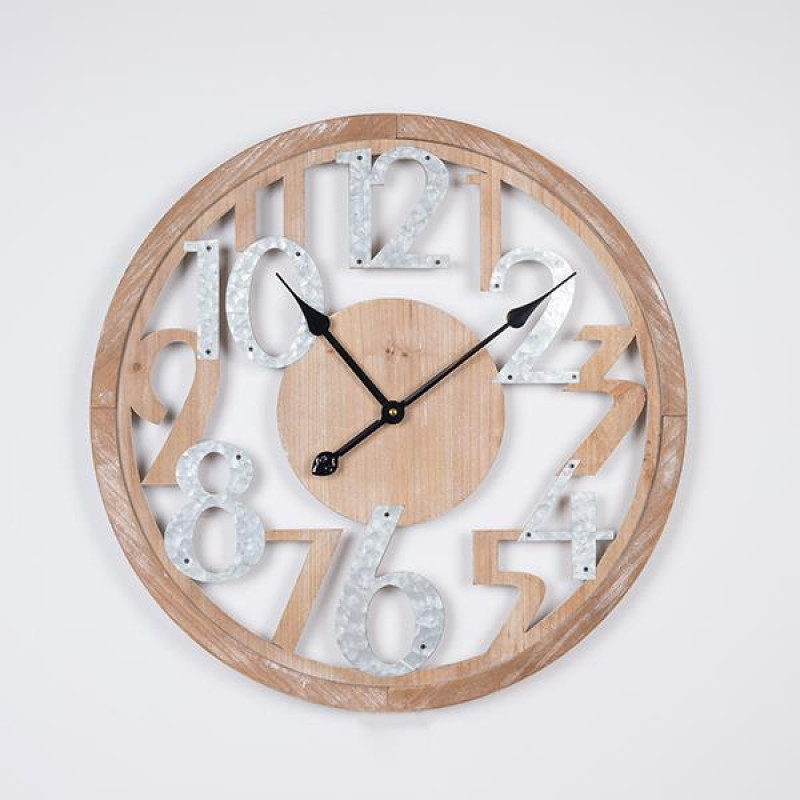 ΡΟΛΟΪ ΤΟΙΧΟΥ ΜΕΤΑΛΛIKΟ - ΞΥΛINΟ NATURAL - ΑΣΗΜΙ 60x4.5x60cm|753-10053