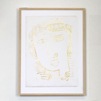 ΠΙΝΑΚΑΣ ΜΕ ΠΛΑΙΣΙΟ ΠΡΟΣΩΠΟ ΛΕΥΚΟΣ - ΧΡΥΣΟΣ 45x2.2x60cm|755-12164