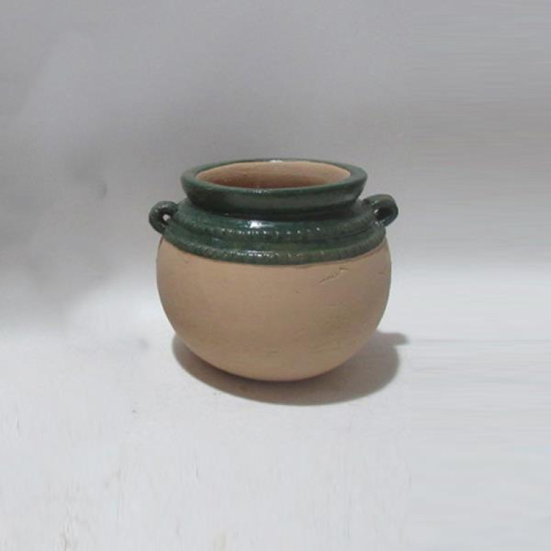 ΠΥΘΑΡΙ ΚΕΡΑΜΙΚΟ ΠΡΑΣΙΝΟ-ΜΠΕΖ 20x19x17cm|819-00497