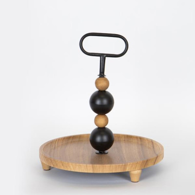 ΟΡΝΤΕΒΙΕΡΑ ΞΥΛΙΝΗ ΜΕ ΜΕΤΑΛΛΙΚΕΣ ΛΕΠΤΟΜΕΡΕΙΣ NATURAL - ΜΑΥΡΗ 30x30x32.5cm|754-11011