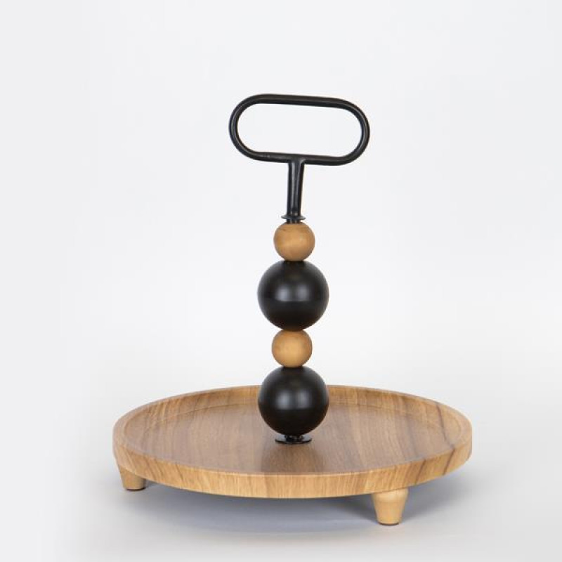 ΟΡΝΤΕΒΙΕΡΑ ΞΥΛΙΝΗ ΜΕ ΜΕΤΑΛΛΙΚΕΣ ΛΕΠΤΟΜΕΡΕΙΣ NATURAL - ΜΑΥΡΗ 30x30x32.5cm|754-11011