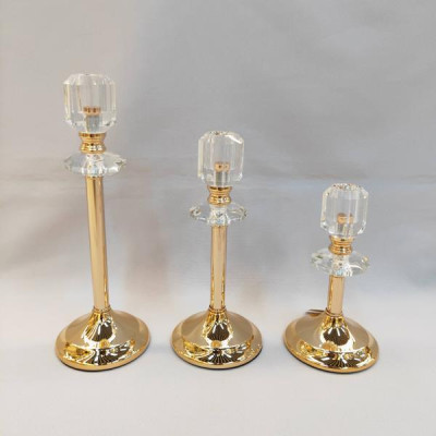 S/3 ΚΗΡΟΠΗΓΙΟ ΜΕΤΑΛΛΙΚΟ ΧΡΥΣΟ 10x29cm/ 10x24cm/ 10x19cm|819-00233